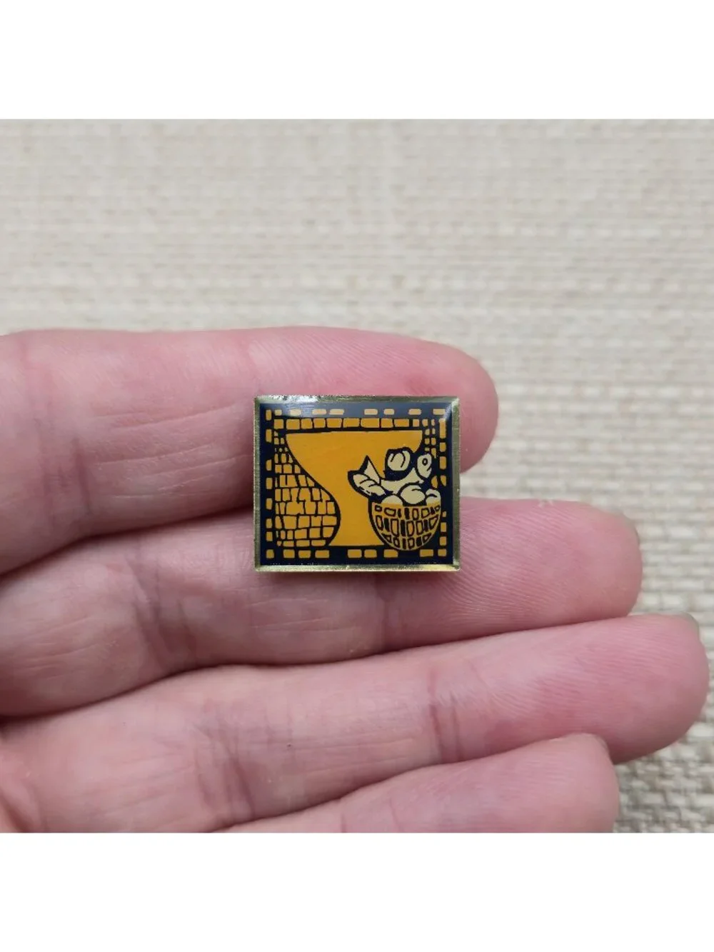 Square Enamel Loaves and Fishes Christian Chalice Clergy Pin A8460